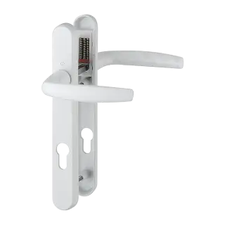 1530/3831N HOPPE Atlanta 92mm UPVC Lever Door Handles on Narrow Backplate (122mm c/c) - White (3628274)