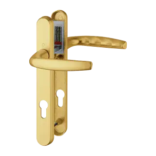 1530/3831N HOPPE Atlanta 92mm UPVC Lever Door Handles on Narrow Backplate (122mm c/c) - Gold (3628258)