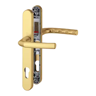 1117/3810N HOPPE Birmingham 92mm UPVC Lever Door Handles on Narrow Backplate (215mm c/c) - Gold (3626578)