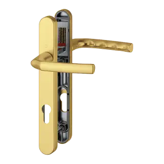 1117/3811N HOPPE Birmingham 92mm UPVC Lever Door Handles on Narrow Backplate (122mm c/c) - Gold (3627044)