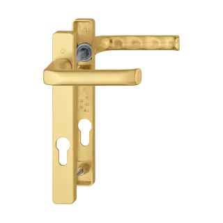 113/366M HOPPE London 92mm UPVC Lever Door Handles on Narrow Backplate (122mm c/c) - Gold (618606)