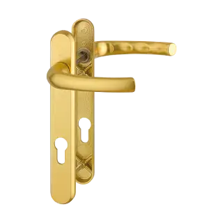 1710RH/3370N/3360N HOPPE Tokyo 92mm UPVC Lever Door Handles on Narrow Backplate (122mm c/c) - Gold (2758288)