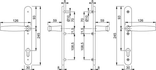 Click Here To Enlarge This Photo Of 1530/3346 HOPPE Atlanta 92mm UPVC Lever Door Handles on Narrow Backplate with 3 Hole Fix - Gold (2353310)