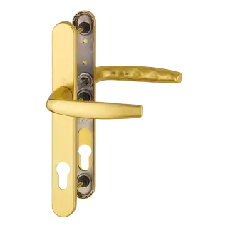 1530/3346 HOPPE Atlanta 92mm UPVC Lever Door Handles on Narrow Backplate with 3 Hole Fix - Gold (2353310)