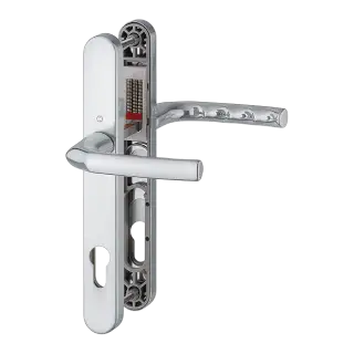 1117/3810N HOPPE Birmingham 92mm UPVC Lever Door Handles on Narrow Backplate (215mm c/c) - Polished Chrome (3626834)