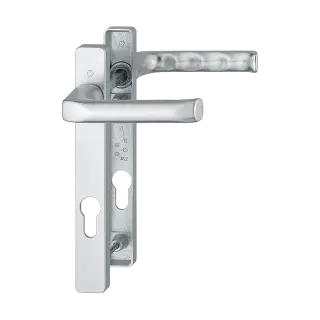 113/366M HOPPE London 92mm UPVC Lever Door Handles on Narrow Backplate (122mm c/c) - Silver (618590)