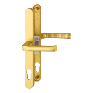 113/3620N HOPPE London 92mm UPVC Lever Door Handles on Narrow Backplate (240mm c/c) - Gold (832040)