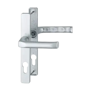 113/200LM HOPPE London 72mm UPVC Lever Door Handles on Narrow Backplate (180mm c/c) - Silver (3209601)