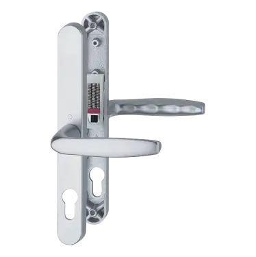 Click Here To Enlarge This Photo Of 1715/3840N HOPPE Brugge 68mm UPVC Lever Door Handles on Narrow Backplate (215mm c/c) - Silver (1926921)