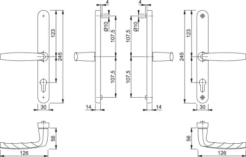 Click Here To Enlarge This Photo Of 1715/3840N HOPPE Brugge 68mm UPVC Lever Door Handles on Narrow Backplate (215mm c/c) - Silver (1926921)