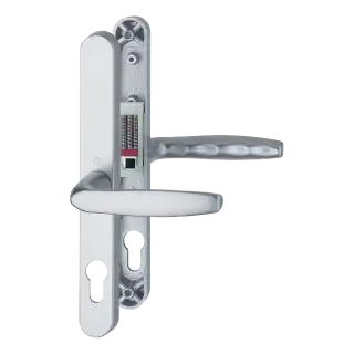 1715/3840N HOPPE Brugge 68mm UPVC Lever Door Handles on Narrow Backplate (215mm c/c) - Silver (1926921)