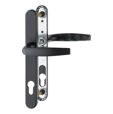 Click Here To Enlarge This Photo Of 1530/3346 HOPPE Atlanta 92mm UPVC Lever Door Handles on Narrow Backplate with 3 Hole Fix - Matt Black (2353336)