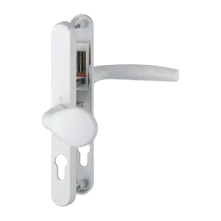 77G/3830N/1530 HOPPE Atlanta 92/62mm UPVC Lever/Pad Door Handles on Narrow Backplate (215mm c/c) - White (3685092)