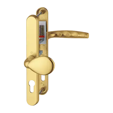 Click Here To Enlarge This Photo Of 77G/3830N/1530 HOPPE Atlanta 92/62mm UPVC Lever/Pad Door Handles on Narrow Backplate (215mm c/c) - Gold (3685084)