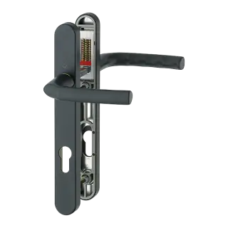 1117/3811N HOPPE Birmingham 92mm UPVC Lever Door Handles on Narrow Backplate (122mm c/c) - Matt Black (3627159)