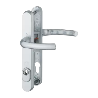 1710RH/3259N-ZA/3633N HOPPE Tokyo 92mm UPVC TS007 High Security Lever Door Handles on Narrow Backplate (215mm c/c) - Silver (3582288)