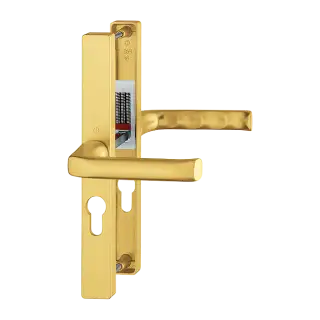 113/363M HOPPE London 47mm UPVC Lever Door Handles on Narrow Backplate (197mm c/c) - Gold (3217264)