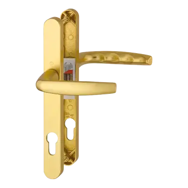 Click Here To Enlarge This Photo Of 1530/3623N HOPPE Atlanta 92mm UPVC Lever Door Handles on Narrow Backplate (215mm c/c) - Gold (2864005)