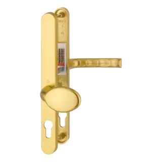 76G/3620N/113 HOPPE London 92/62mm UPVC Lever/Pad Door Handles on Narrow Backplate (240mm c/c) - Gold (831890)