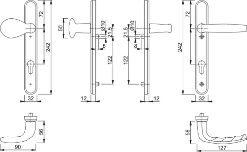 Click Here To Enlarge This Photo Of 77G/3831N/1530 HOPPE Atlanta 92mm UPVC Lever/Pad Door Handles on Narrow Backplate (122mm c/c) - Gold (3627677)