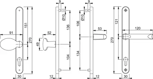 Click Here To Enlarge This Photo Of 76G/3620N/113 HOPPE London 92/62mm UPVC Lever/Pad Door Handles on Narrow Backplate (240mm c/c) - White (831968)