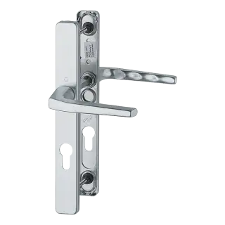 117L/2246 HOPPE Frankfurt 70mm UPVC Lever Door Handles on Narrow Backplate (200mm c/c) - Silver (2398690)