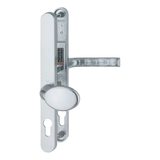 76G/3620N/113 HOPPE London 92/62mm UPVC Lever/Pad Door Handles on Narrow Backplate (240mm c/c) - Silver (831852)