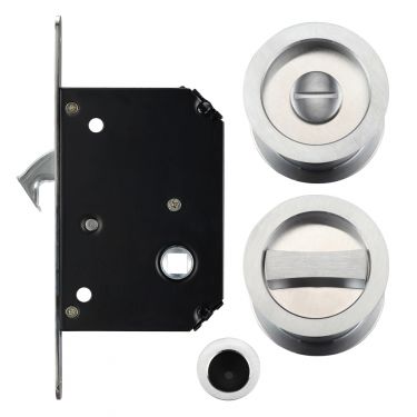 Click Here To Enlarge This Photo Of FB81SC - Zoo Hardware Fulton & Bray Sliding Door Privacy Lock Set (35-45mm Thick Doors) Satin Chrome