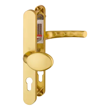 Click Here To Enlarge This Photo Of 76G/3633N/3623N/1710RH HOPPE Tokyo 92/62mm UPVC Lever/Pad Door Handles on Narrow Backplate (215mm c/c) - Gold (2769260)