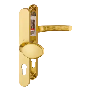 76G/3633N/3623N/1710RH HOPPE Tokyo 92/62mm UPVC Lever/Pad Door Handles on Narrow Backplate (215mm c/c) - Gold (2769260)