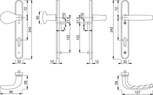 Click Here To Enlarge This Photo Of 77G/3831N/1530 HOPPE Atlanta 92mm UPVC Lever/Pad Door Handles on Narrow Backplate (122mm c/c) - White (3627706)