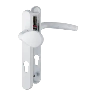 77G/3831N/1530 HOPPE Atlanta 92mm UPVC Lever/Pad Door Handles on Narrow Backplate (122mm c/c) - White (3627706)