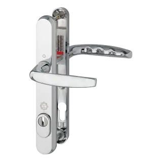 M1530M/3259N-ZA/3841N-1 HOPPE Atlanta 92mm UPVC TS007 High Security Lever Door Handles on Narrow Backplate (215mm c/c) - Polished Chrome (11691736)