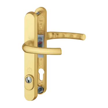 Click Here To Enlarge This Photo Of 1710RH/3259N-ZA/3633N HOPPE Tokyo 92mm UPVC TS007 High Security Lever Door Handles on Narrow Backplate (215mm c/c) - Gold (3582296)