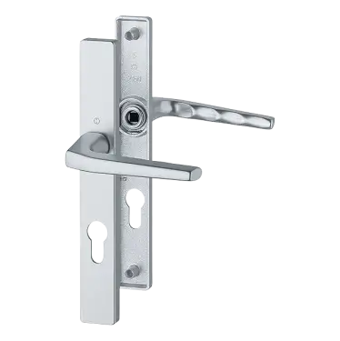 Click Here To Enlarge This Photo Of 117L/2160N/216N HOPPE Frankfurt 70mm UPVC Lever Door Handles on Narrow Backplate (200mm c/c) - Silver (1718954)