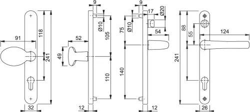 Click Here To Enlarge This Photo Of 76G/3633N/3623N/1710RH HOPPE Tokyo 92/62mm UPVC Lever/Pad Door Handles on Narrow Backplate (215mm c/c) - White (2769278)