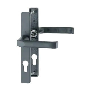 113/200LM HOPPE London 70mm UPVC Lever Door Handles on Narrow Backplate (180mm c/c) - Matt Black (1729910)