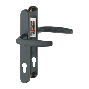 Click Here To Enlarge This Photo Of 1530/3830N HOPPE Atlanta 92mm UPVC Lever Door Handles on Narrow Backplate (215mm c/c) - Matt Black (3628055)