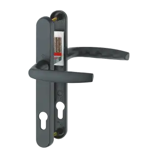 1530/3830N HOPPE Atlanta 92mm UPVC Lever Door Handles on Narrow Backplate (215mm c/c) - Matt Black (3628055)