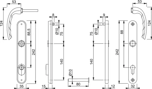 Click Here To Enlarge This Photo Of 1710RH/3259N-ZA/3633N HOPPE Tokyo 92mm UPVC TS007 High Security Lever Door Handles on Narrow Backplate (215mm c/c) - White (3582309)