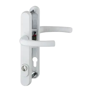 1710RH/3259N-ZA/3633N HOPPE Tokyo 92mm UPVC TS007 High Security Lever Door Handles on Narrow Backplate (215mm c/c) - White (3582309)