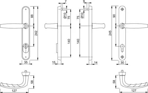 Click Here To Enlarge This Photo Of M1530M/3260N-ZA/3829N HOPPE Atlanta 92mm UPVC TS007 High Security Lever Door Handles on Narrow Backplate (122mm c/c) - Polished Chrome (11693617)