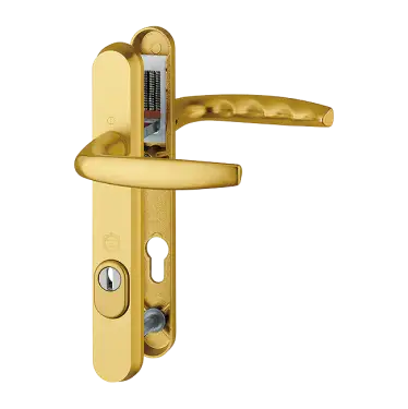 Click Here To Enlarge This Photo Of 1530/3260N-ZA/3831N HOPPE Atlanta 92mm UPVC TS007 High Security Lever Door Handles on Narrow Backplate (122mm c/c) - Gold (3625743)