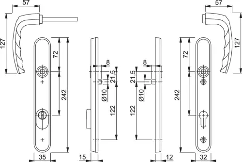 Click Here To Enlarge This Photo Of 1530/3260N-ZA/3831N HOPPE Atlanta 92mm UPVC TS007 High Security Lever Door Handles on Narrow Backplate (122mm c/c) - Gold (3625743)
