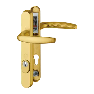 1530/3260N-ZA/3831N HOPPE Atlanta 92mm UPVC TS007 High Security Lever Door Handles on Narrow Backplate (122mm c/c) - Gold (3625743)