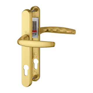 1530/3830N HOPPE Atlanta 92mm UPVC Lever Door Handles on Narrow Backplate (215mm c/c) - Gold (3627984)