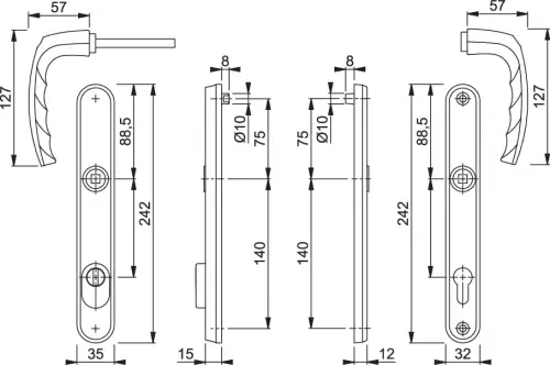 Click Here To Enlarge This Photo Of 1530/3259N-ZA/3830N HOPPE Atlanta 92mm UPVC TS007 High Security Lever Door Handles on Narrow Backplate (215mm c/c) - White (3625604)