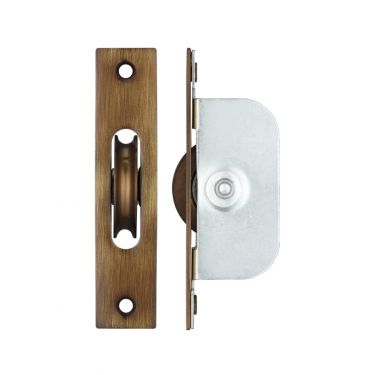 Click Here To Enlarge This Photo Of FBBP01FB - Zoo Hardware Fulton & Bray Brass Ball Bearing Pulleys - 117mm x 25mm Square Forend Florentine Bronze