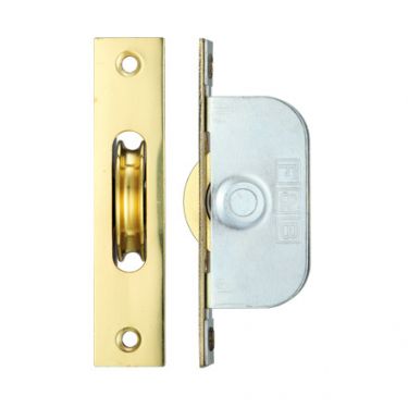 Click Here To Enlarge This Photo Of FBBP01PB - Zoo Hardware Fulton & Bray Brass Ball Bearing Pulleys - 117mm x 25mm Square Forend Polished Brass