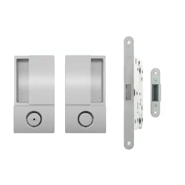 Click Here To Enlarge This Photo Of AGBWBSC - AGB Wave Flush Door Handle & Bathroom Lock Set - Satin Chrome